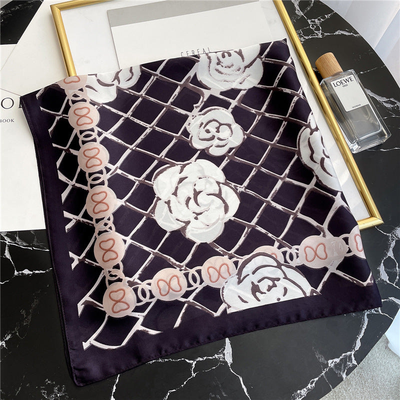 Women's Striped Silk Scarf Color Matching Versatile Printing Silk