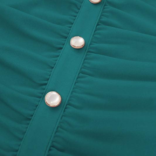 New Womens Hollow-out Neckline Button-up Dress