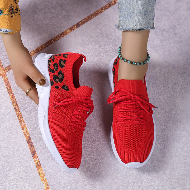 Women's Flat Casual Sports Single-layer Plus Size Lace Up Fashion Mesh Shoes