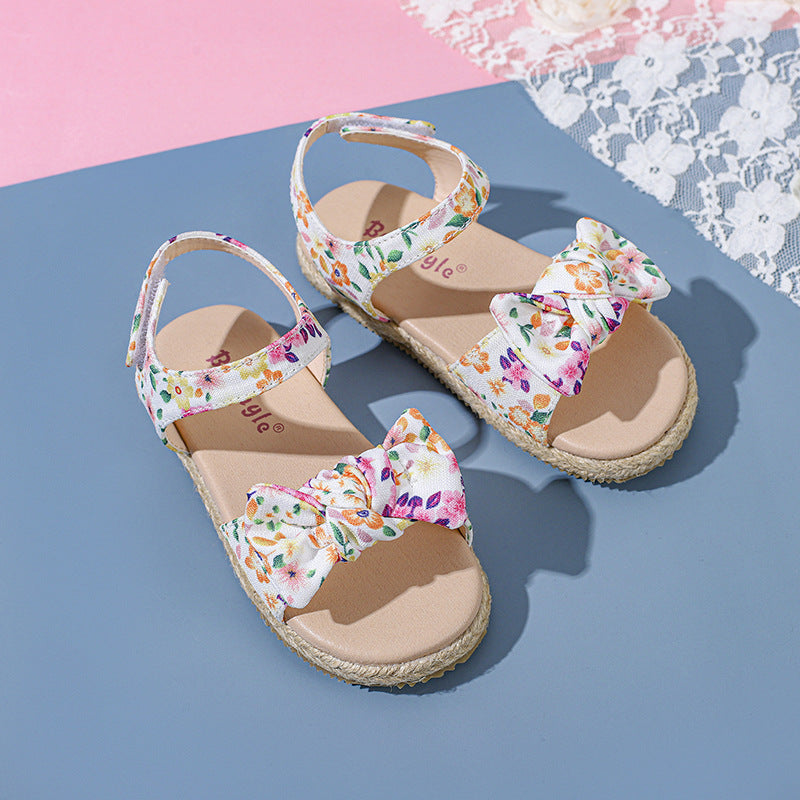 Big Boy Girl's Beach Shoes With Floral Bow