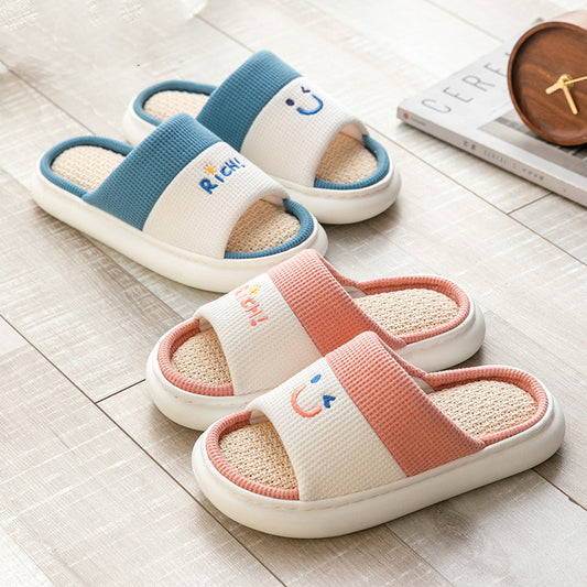 Four Seasons Home Indoor And Outdoor Couples Thick Bottom Cotton Linen Slippers