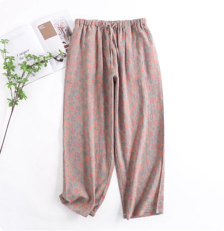 Spring And Autumn Purified Cotton Pajama Pants Large Size Home Thin Printing