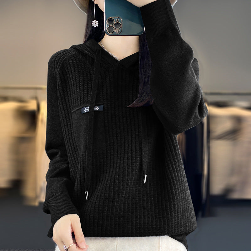 Korean Style Knitted Hooded Sweater Pullover