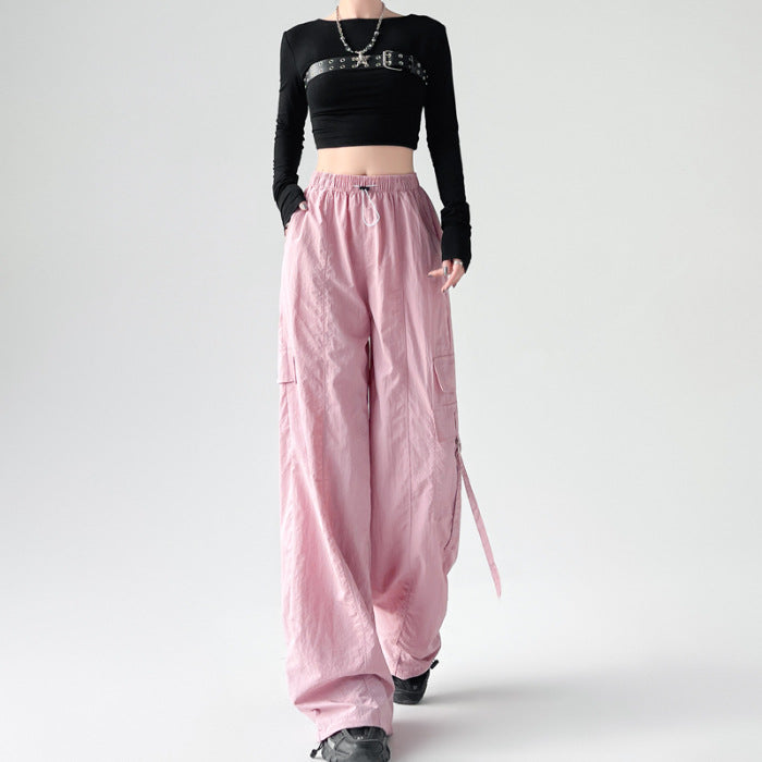 Quick-dry Pants Women's Summer Overalls Women's Summer Thin Ice Silk Ankle-tied Loose High Waist