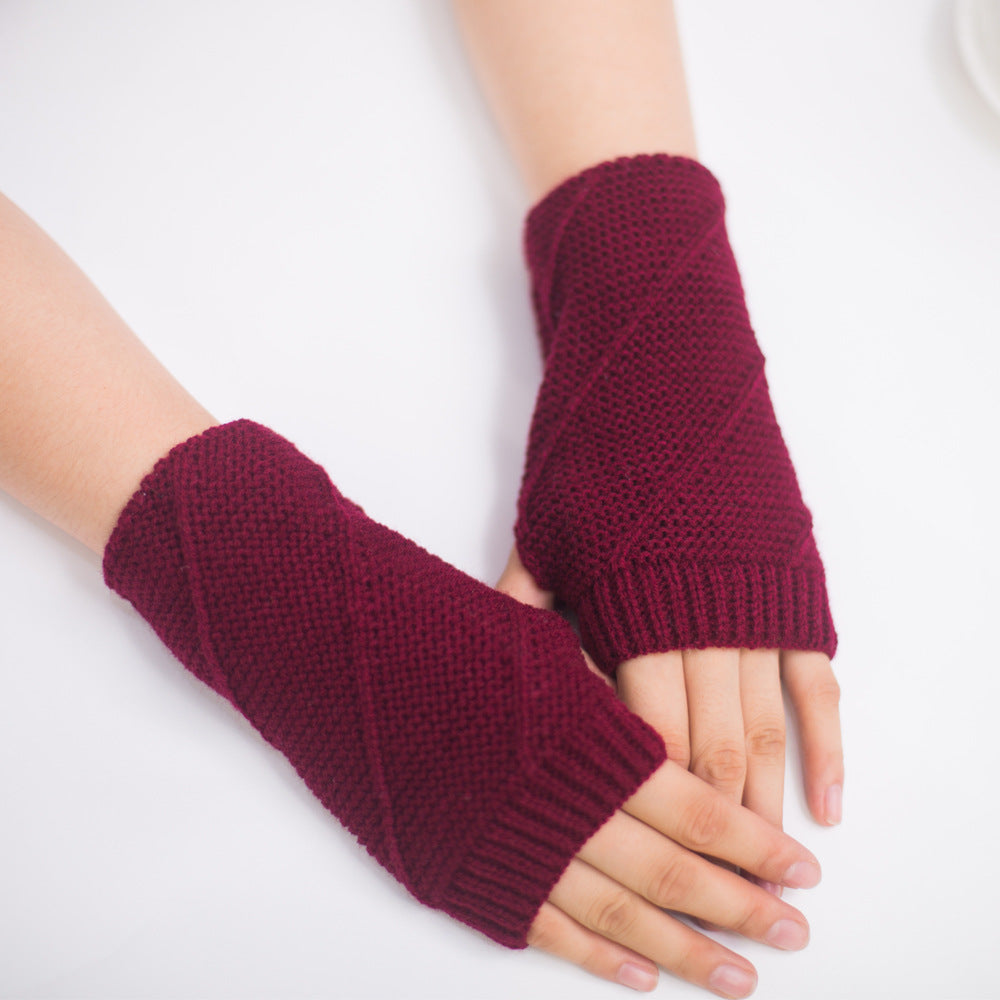 Colorful Warm Half Fingerless Gloves Knit