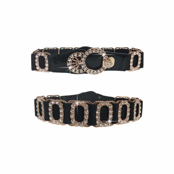 Ladies Elastic Belt Accessories Decorative Rhinestone Belt