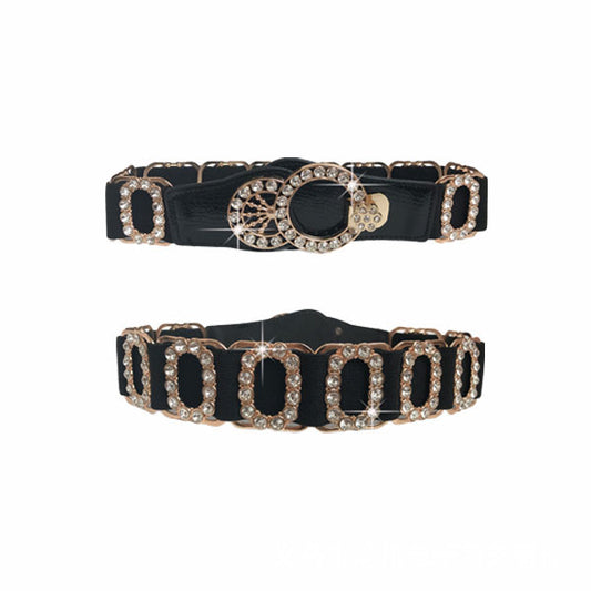 Ladies Elastic Belt Accessories Decorative Rhinestone Belt