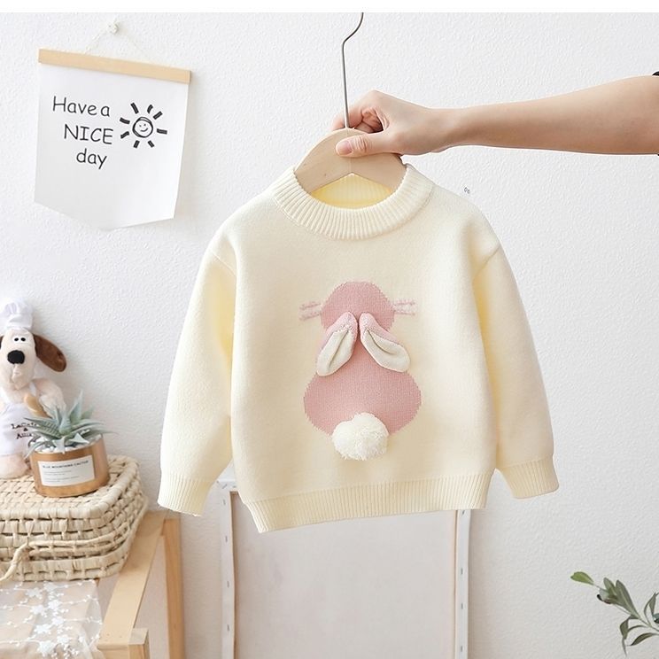 Girls' Knitted Thickened Integral Velvet Sweater