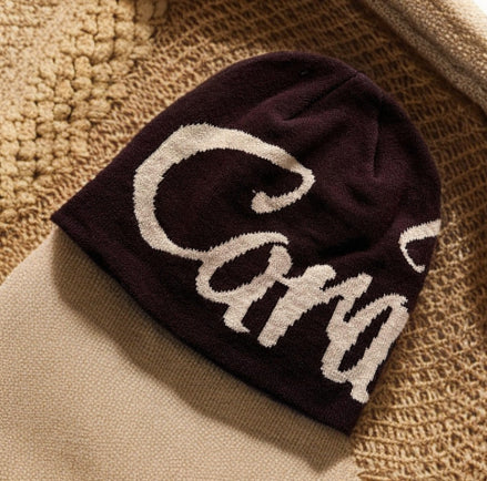 American Contrast Color Letter Jacquard Knitted Hat