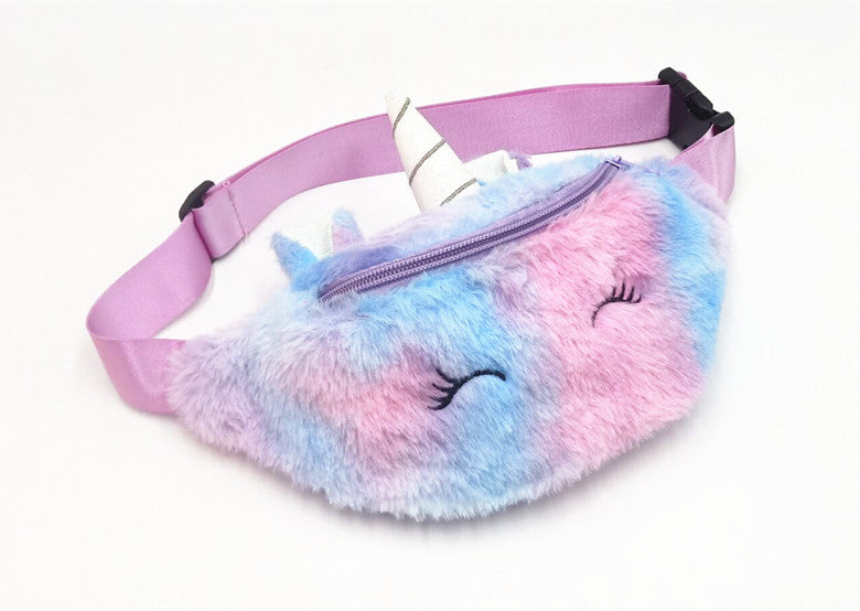 Winter Children's Plush Waist Bag Cartoon Shoulder Messenger Bag Girl Student Cute Chest Bag