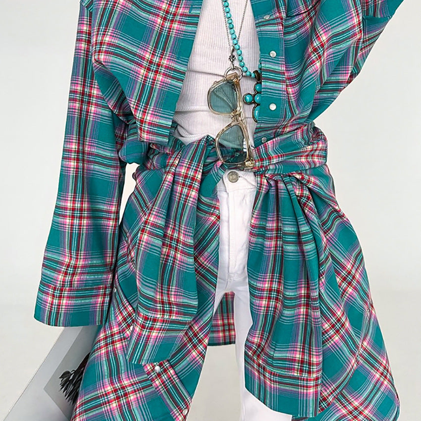 Women's Retro Classic Contrast Color Plaid Shirt