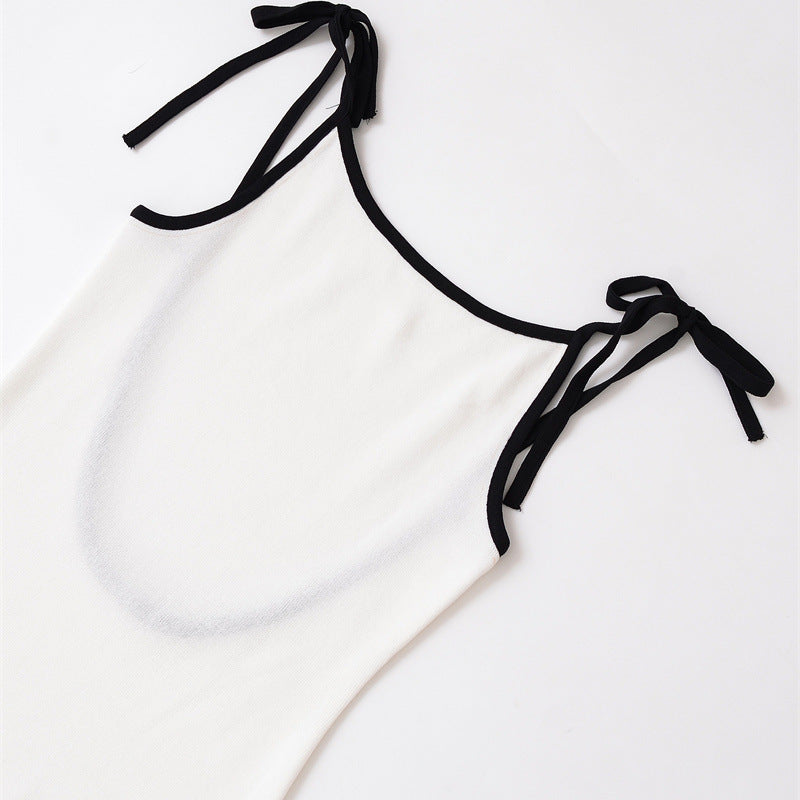 Female Fashion Color Contrast Bowknot Dress