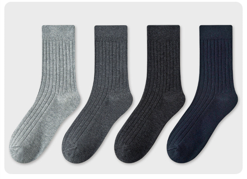 Men's Socks In Tube Pure Cotton Deodorant Solid Color