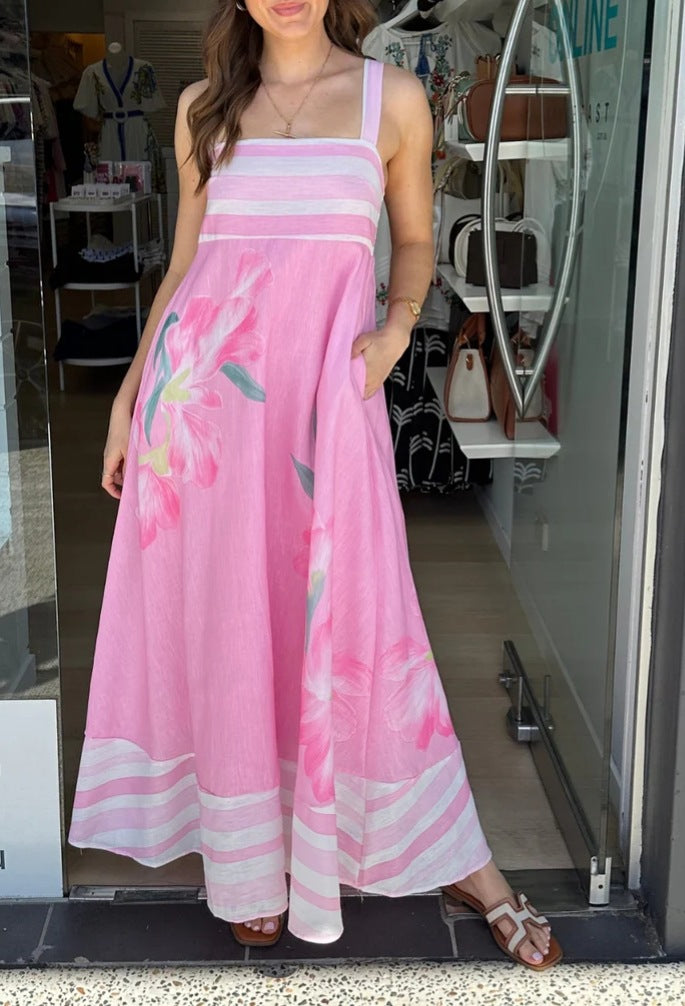 Printed Halter-neck Maxi Resort Dress
