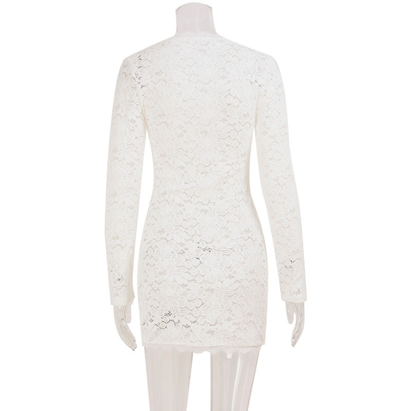 Lace Slightly Sheer Cutout Low-cut Body-hugging Sheath Dress That Flatters