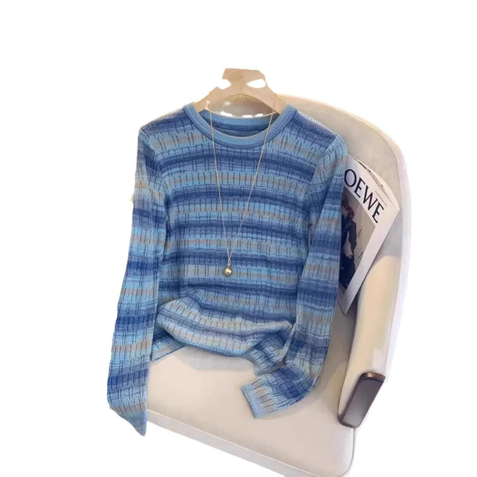 Gentle Graceful And Fashionable Dopamine Striped Sweater