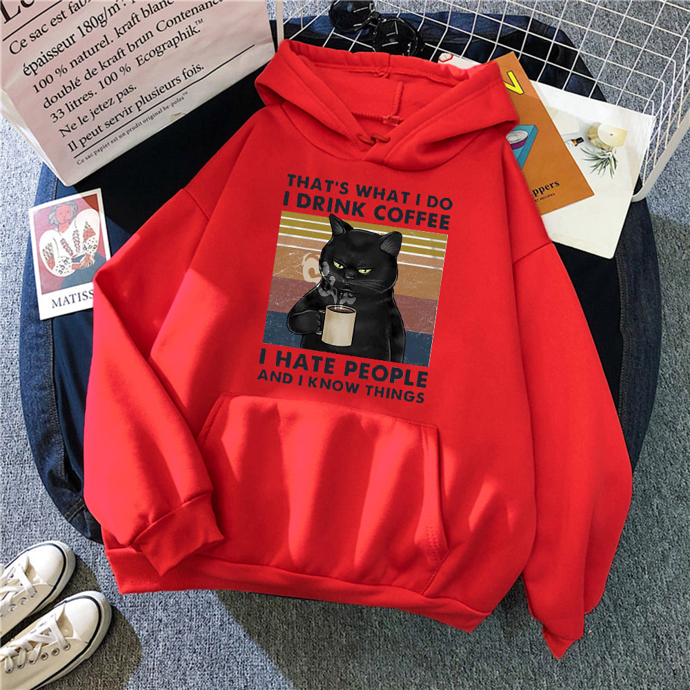Women's Creative Versatile Printed Cat Hoodie