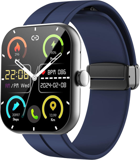 Compatible Wit Zakotu Smart Watch Band, 22Mm Soft Silicone Magnetic Buckle Sport Wristband Replacement Straps Compatible for Zakotu Y66 1.96 Inches Smart Watch (22Mm Size Band, Blue)