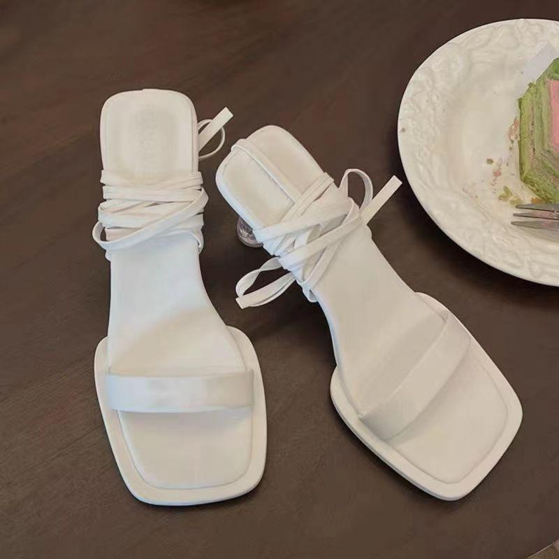 Niche Design Sølv Højhælede Transparente Stilethæle Romerske Rem Elegant Sandaler