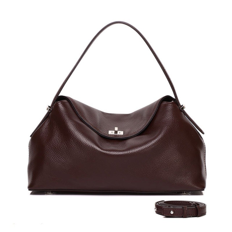 Stylish Niche Leather Tote Bag For Office Ladies