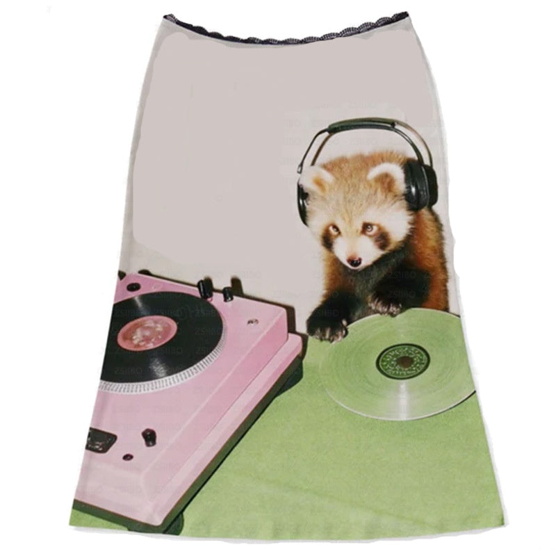 Women's Casual Fashion Printed Skirt And Figure-hugging Cropped Top
