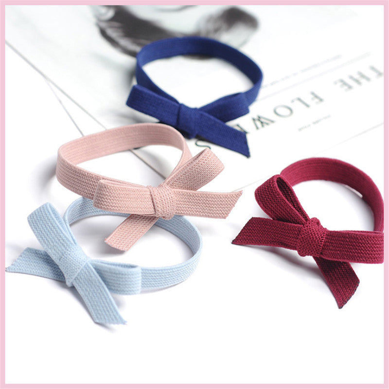 Korean Version Of The Net Red Solid Color Bow Tie Hair Rubber Band