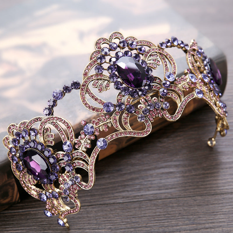 Fashion Women's Alloy Amethyst Crown Headband