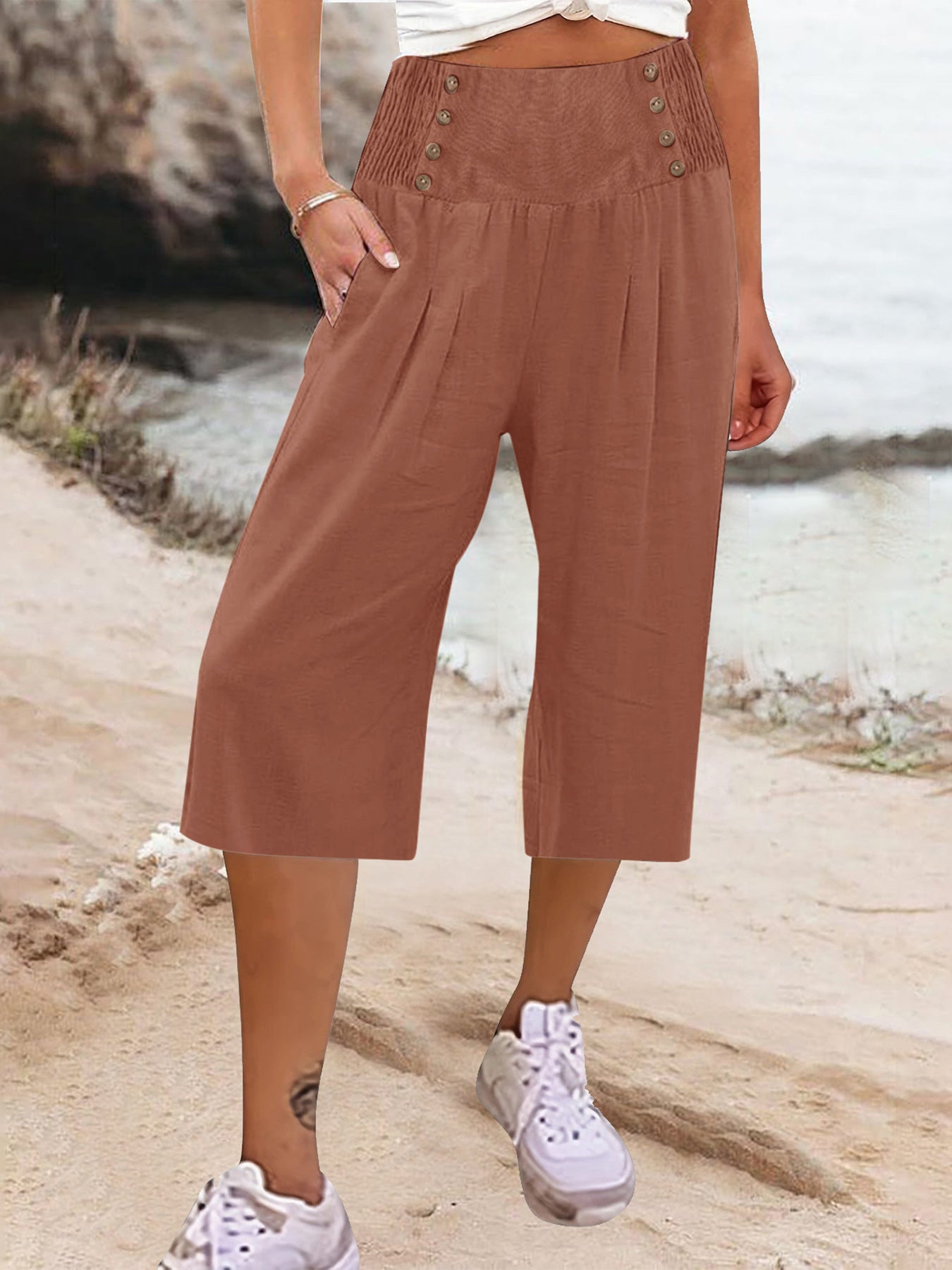 Loose Casual Cropped Pants