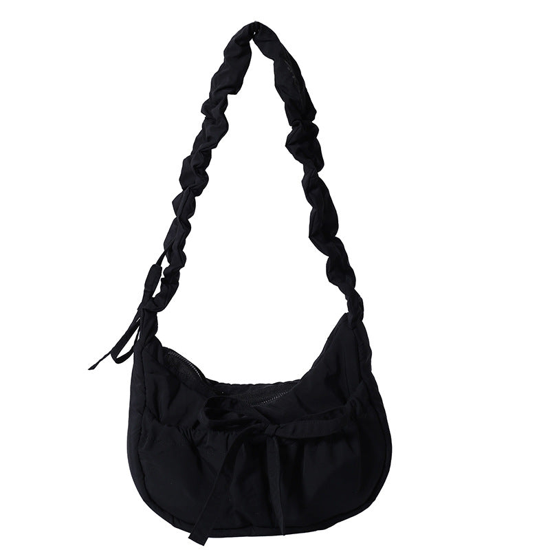 Temperament Wild Nylon Pleated Bow Girls' One-shoulder Bag
