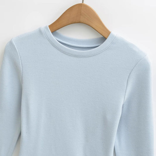 Double-sided Brushed Waist-cinching Warm Long-sleeve T-shirt