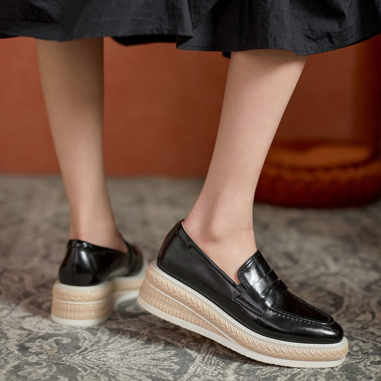 Inside And Outside Full Leather Square Toe Mid-heel Mid-heel Low-top