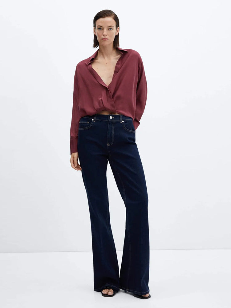 Tencel Firesidet Elastiske Skinny Højtaljede Mopping Retro Slim Jeans