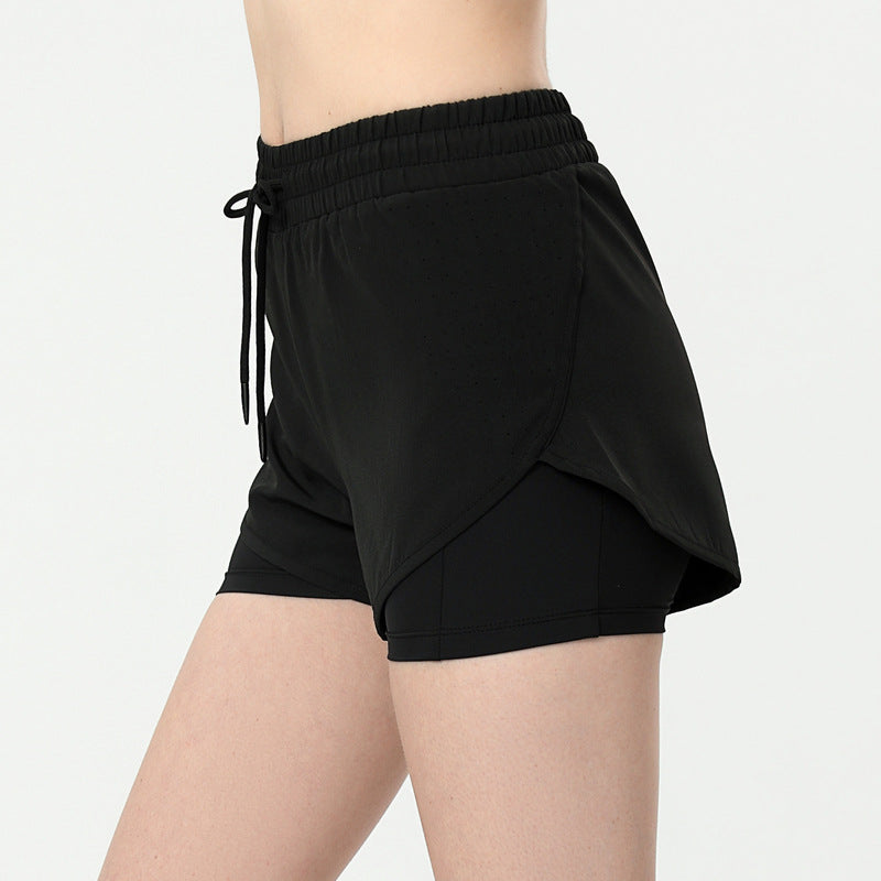 Sportsshorts til kvinder med to-i-én-effekt – forhindrer blottelse