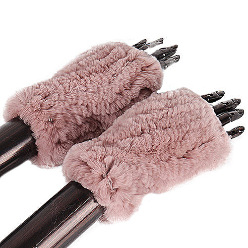 Rex Rabbit Fur Real Fur Cute Half Finger Thickened Gloves