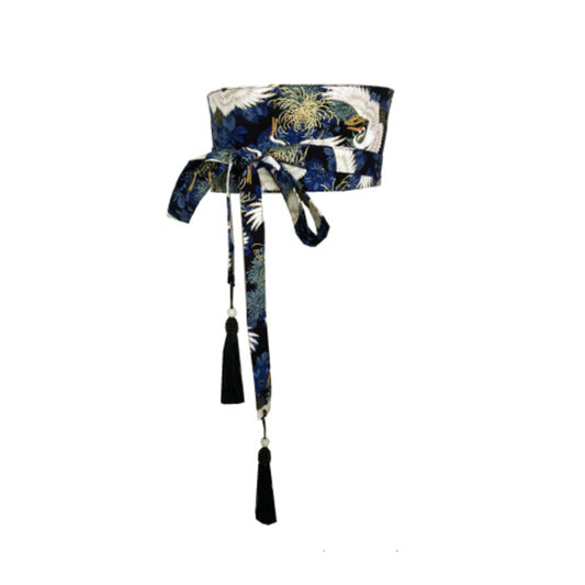 Women's Belt Fabric Japanese Style Japanese Crane Decoration