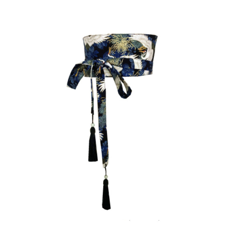 Women's Belt Fabric Japanese Style Japanese Crane Decoration
