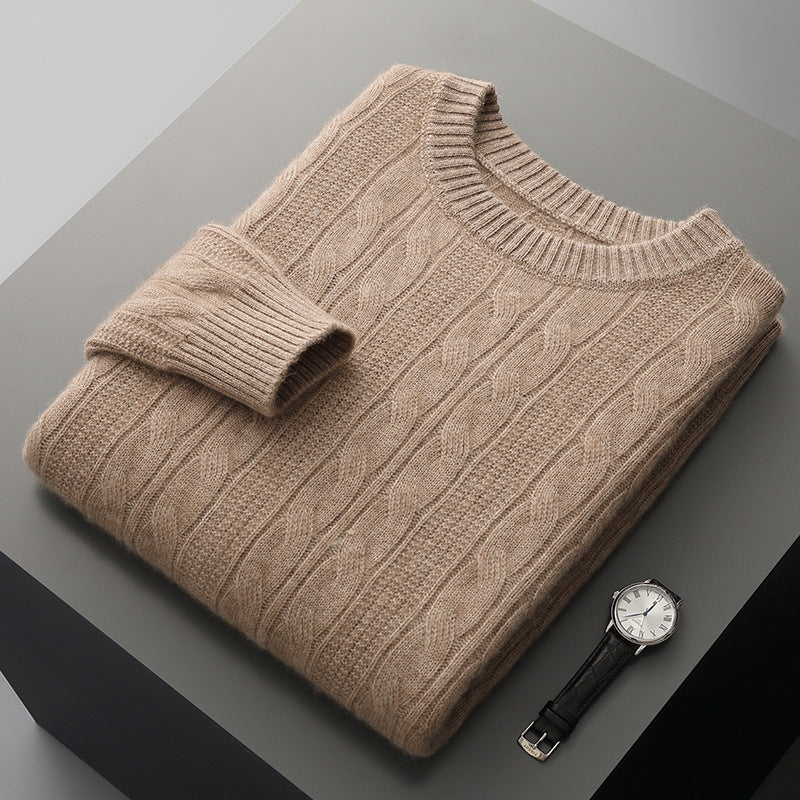 Rundhalset Kaschmirtrøje til Mænd Langærmet Pullover Klassisk
