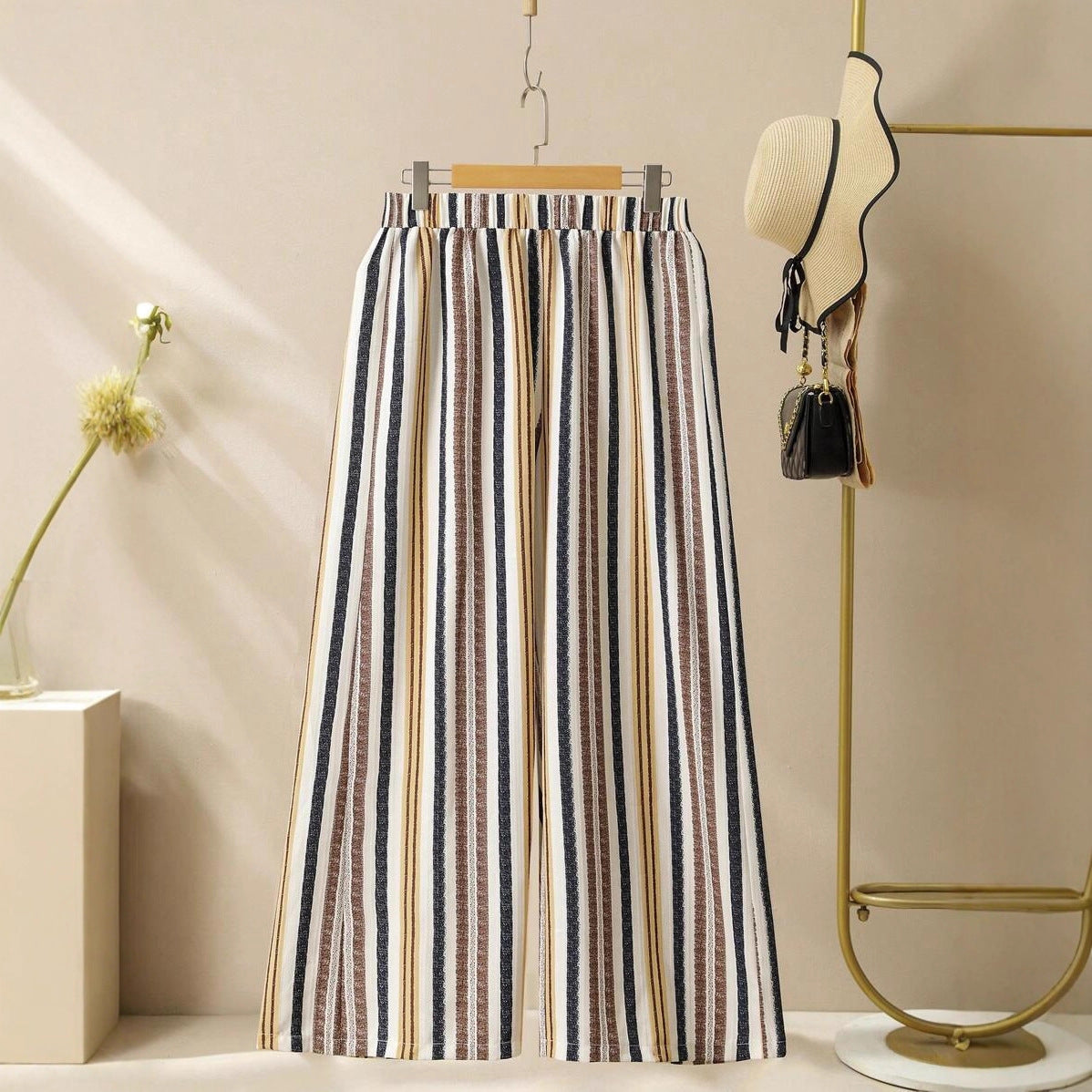 Striped Printed V-neck Suit For Women