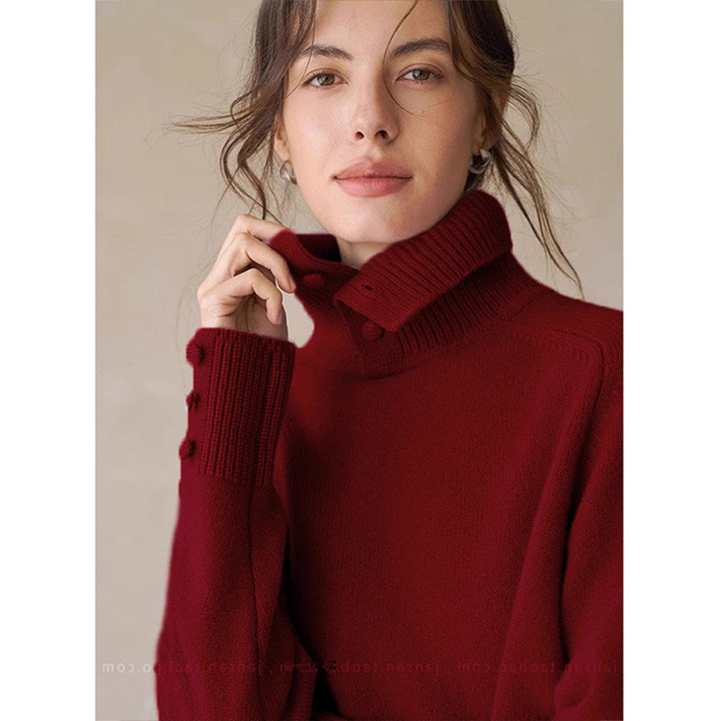 Womens Fashionable Casual Turtleneck Pullover Sweater