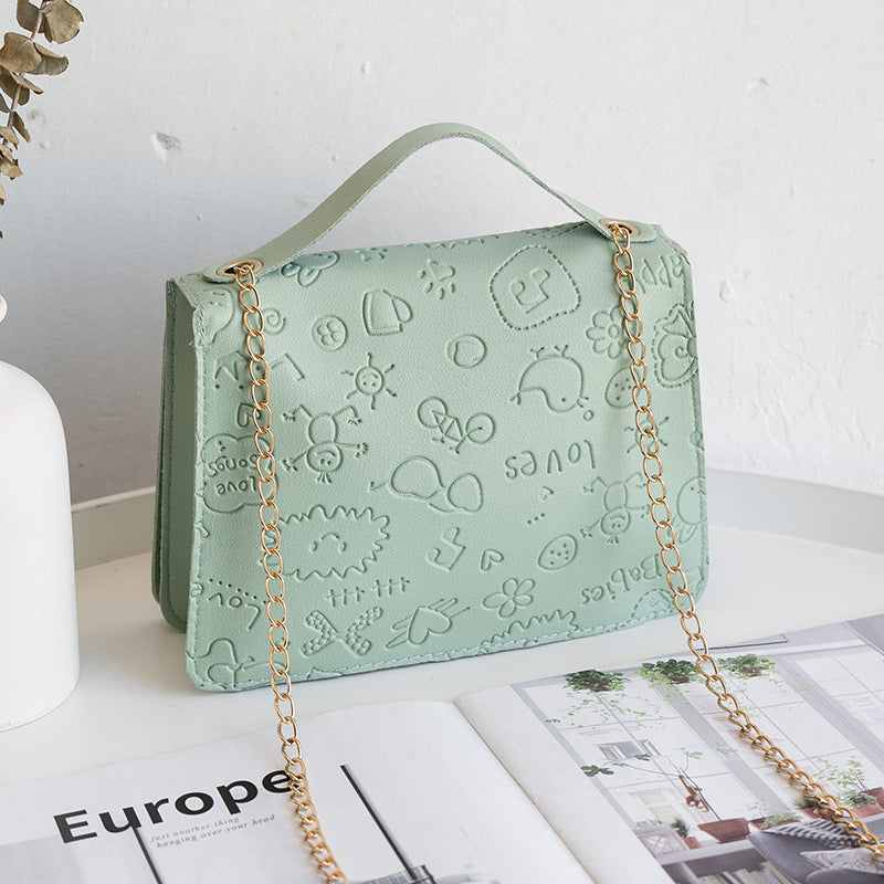 Præget Crossbody Håndtaske til Kvinder med Kæde