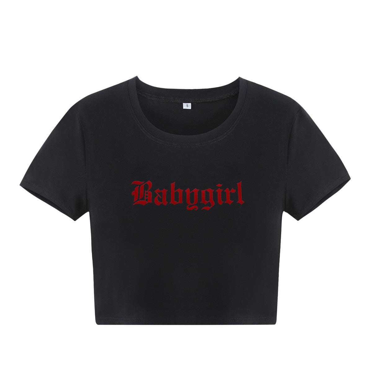 Letter-print Contrast-color Slim-fit Short-sleeve T-shirt