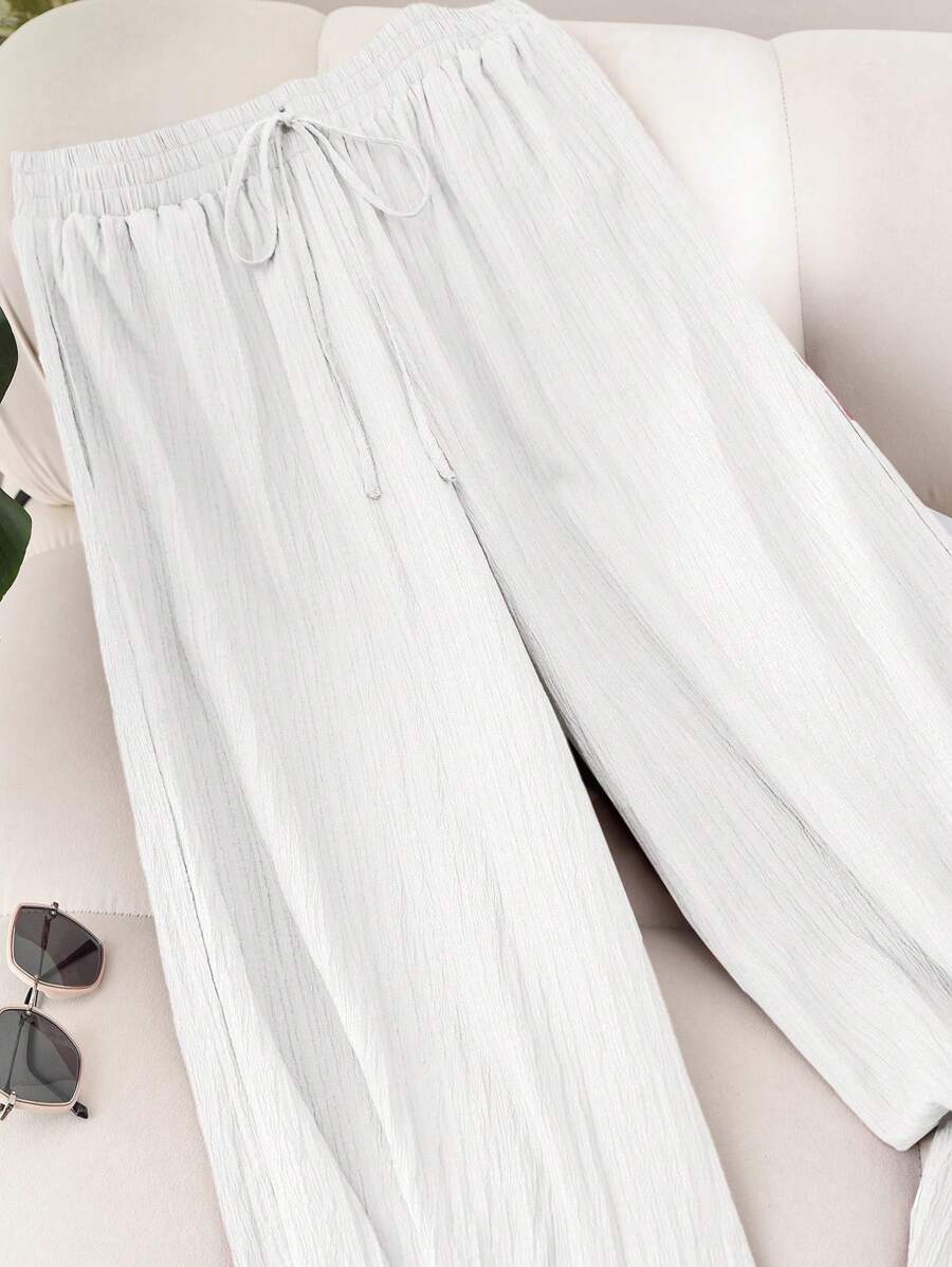 Elastic Waist Wide Leg Pants Cotton Loose Trousers