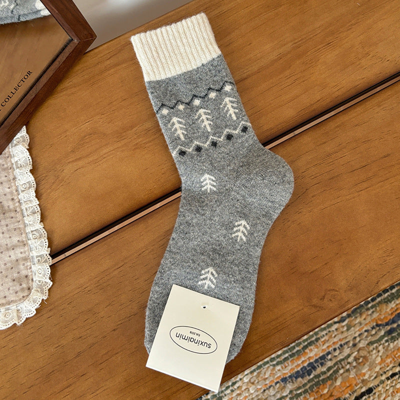 Cute Cartoon Little Tree And Animal Socks For Women