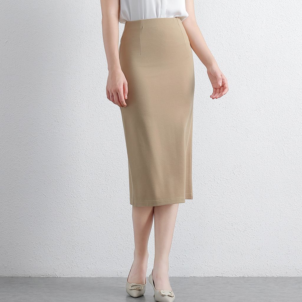 Black A- Line Skirt High Waist Slimming Knitted