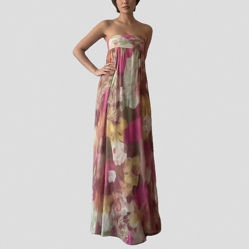 Womens Fashion Sleeveless Printed Casual Dress