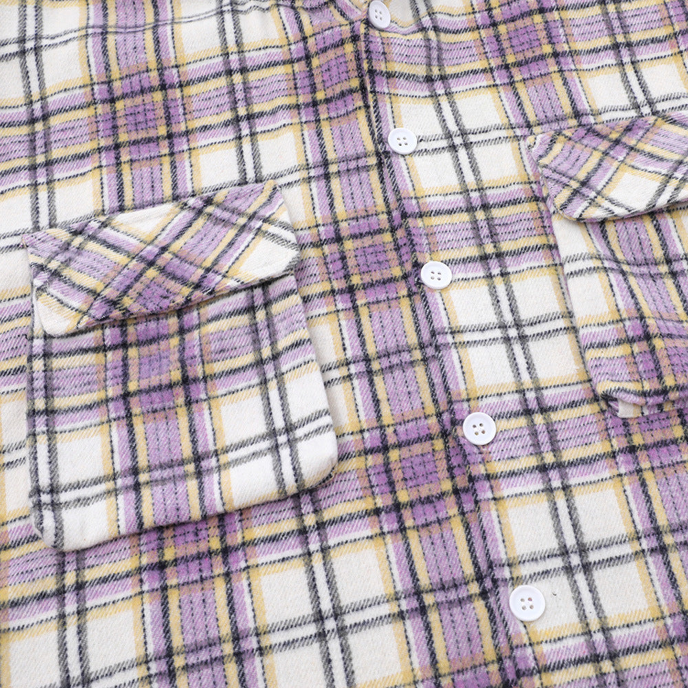 Plaid Colorblock Hooded Shirt Coat Men