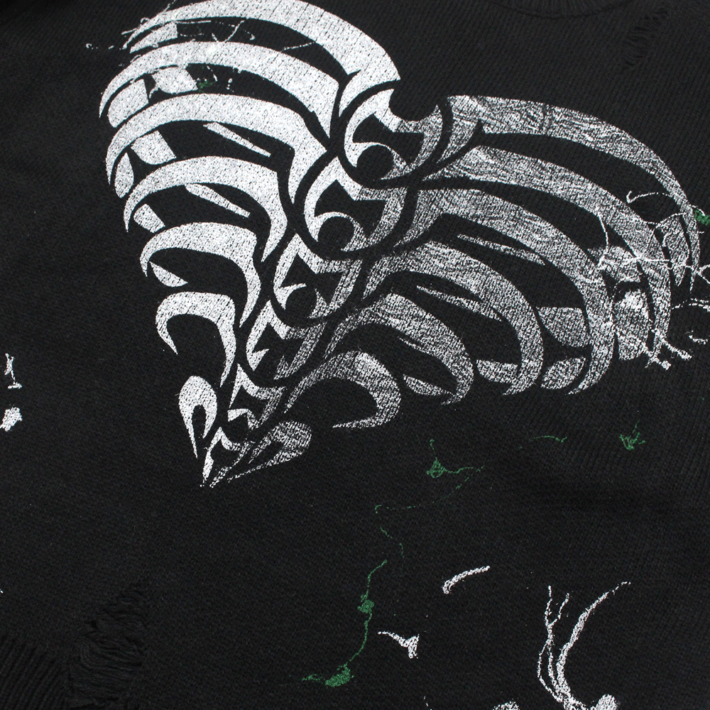 Love Skeleton Printed Ink Knit Sweater Men