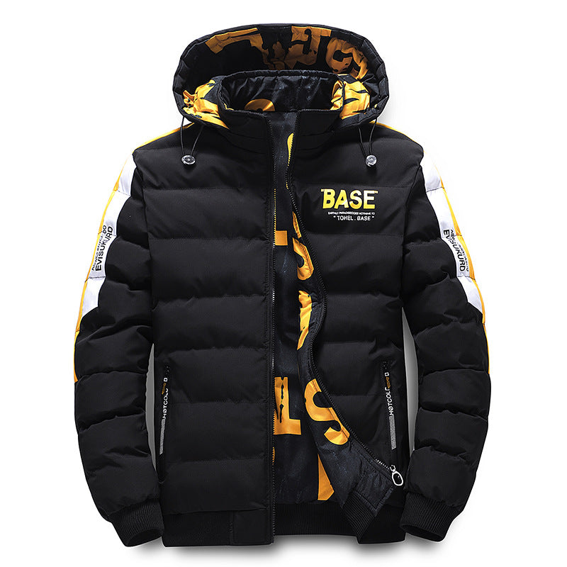Korean-style Trendy Hooded Sporty Casual Full-print Reversible Cotton Jacket