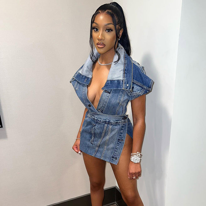 Fashion Women's New Casual Street Denim Skirt Suit Women