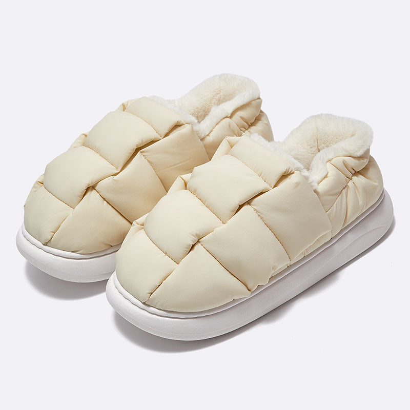 Twist Top Down Cloth Bag Root Plus Velvet Slippers